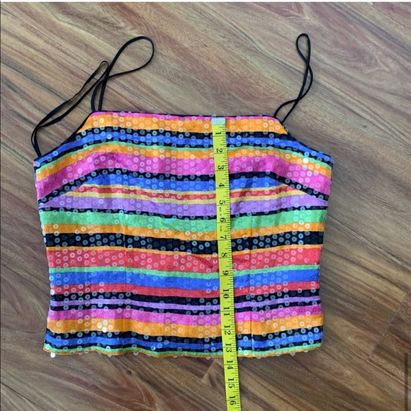 Kay Unger Colorful Striped Sequin Top - Picture 6 of 10